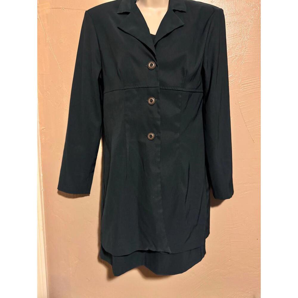 Vintage Splurge Dark Green Dress & Jacket Set |90s Minimalist |Made in USA |Sz M - Picture 1 of 9